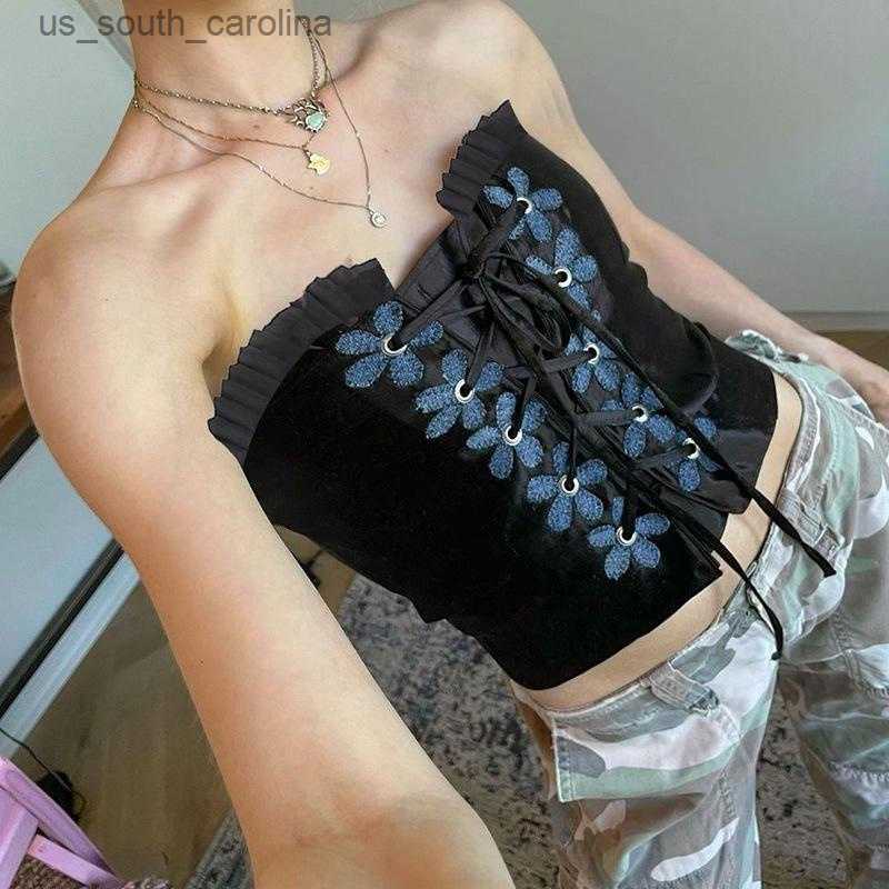 Camis Womens Sexy Strapless Tank Tops Y2K Flower Tie Up Off Shoulder Corset Crop Tops Vest Tops Camis Summer Clothes L230522, Black
Camis Womens Sexy Strapless Tank Tops Y2K Flower Tie Up Off Shoulder Corset Crop Tops Vest Tops Camis Summer Clothes L230522, Black