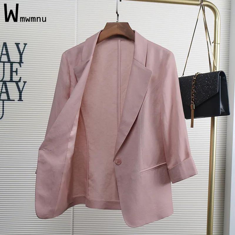 Pants Summer Cotton Linen Office Blazer Jackets Unlined Loose Half Sleeve Suit Coats Woman Casual Workwear Korean Formal Thin Outwear, Navy
Pants Summer Cotton Linen Office Blazer Jackets Unlined Loose Half Sleeve Suit Coats Woman Casual Workwear Korean Formal Thin Outwear, Navy