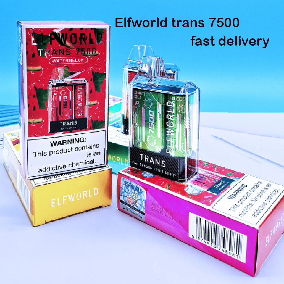 Original Elfworld Trans 7500 Puffs E Cigarettes Disposable Box Vape box 650mAh Rechargeable 15ml Refilled Reuse Cartridges Mesh Coil Vapes Pod Bar Vaporizer
Original Elfworld Trans 7500 Puffs E Cigarettes Disposable Box Vape box 650mAh Rechargeable 15ml Refilled Reuse Cartridges Mesh Coil Vapes Pod Bar Vaporizer