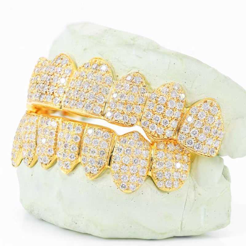 Custom Made Grills 925 Sterling Silver 10K 14K 18K Gold Natural Diamond HPHT Diamond Moissanite Teeth Grillz