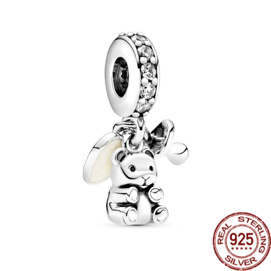 925 Sterling Silver Dangle Charm Fireflies Balloon Bubble Tea Teddy Beads Suitable for Primitive Bracelets DIY Jewelry Gift Free Delivery