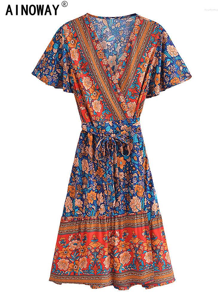 Party Dresses Vintage Chic Fashion Women Floral Print Sexy V-neck Rayon Beach Bohemian Wrap Mini Dress Ladies Short Sleeve Boho Robe, Red
Party Dresses Vintage Chic Fashion Women Floral Print Sexy V-neck Rayon Beach Bohemian Wrap Mini Dress Ladies Short Sleeve Boho Robe, Red