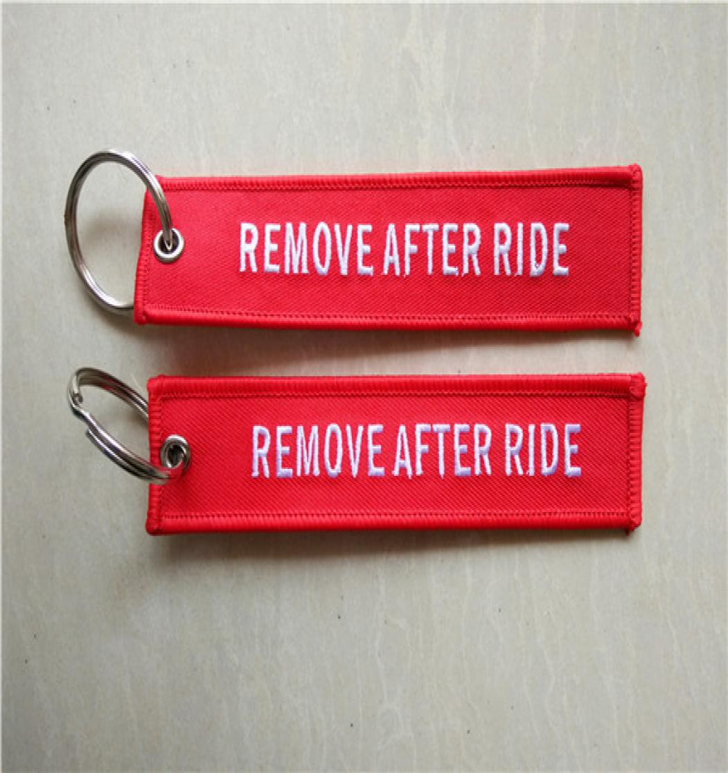 Durable Remove After Ride Remove Before Ride Motorcycle Keychain Red Edge Embroidery 13 x 28cm 100pcs lot7495074
Durable Remove After Ride Remove Before Ride Motorcycle Keychain Red Edge Embroidery 13 x 28cm 100pcs lot7495074