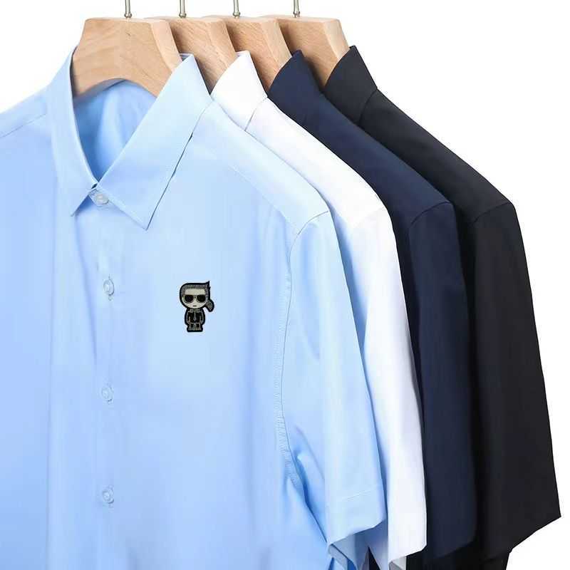 Karl Men's Casual Shirts Designer Shirt Embroidered with Diamond Silk Short Sleeve Business Slim Fit Cardigan Top, White
Karl Men's Casual Shirts Designer Shirt Embroidered with Diamond Silk Short Sleeve Business Slim Fit Cardigan Top, White