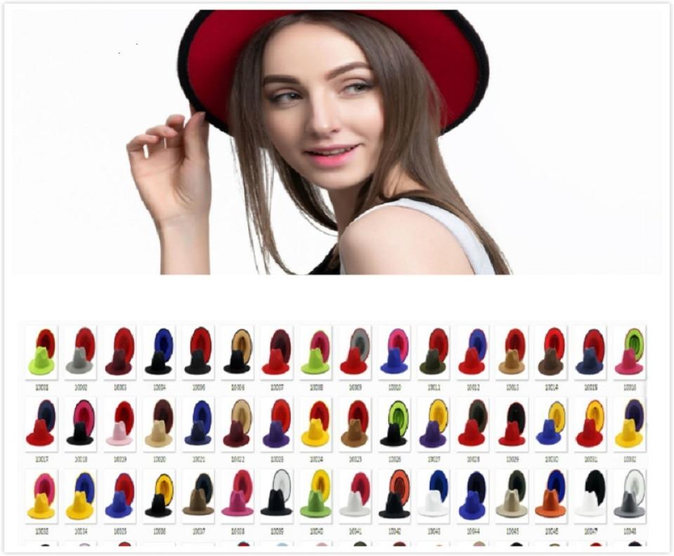 40colors Unisex Flat Brim Wool Felt Fedora Hats with Belt Red Black Patchwork Jazz Formal Hat Panama Cap Trilby Chapeau for Men Wo7180635
40colors Unisex Flat Brim Wool Felt Fedora Hats with Belt Red Black Patchwork Jazz Formal Hat Panama Cap Trilby Chapeau for Men Wo7180635
