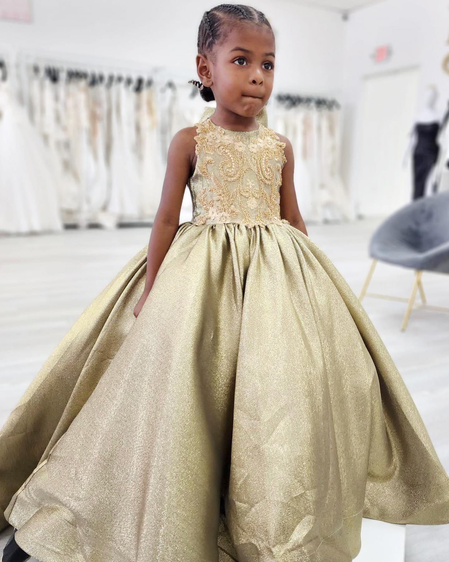 satin lace embellished flower girl pageant dress sleeveless ball gown for young princesses code zj416