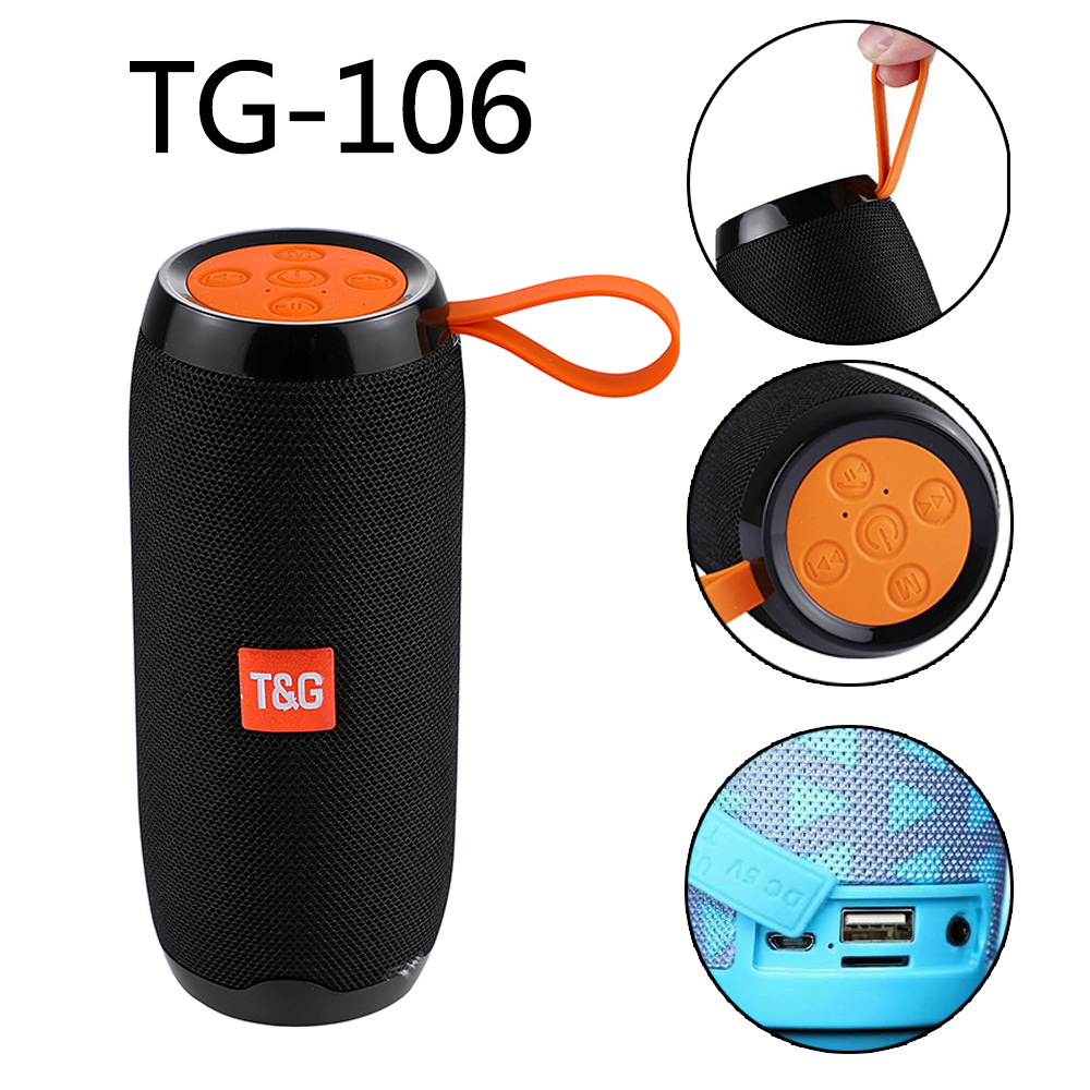 By Sea Shipping TG106 Mini BT Speaker Hifi Stereo Protable Wireless Soundbox Subwoofers Loudspeaker Outdoor MP3 Music Players USB FM PK TG116 TG117