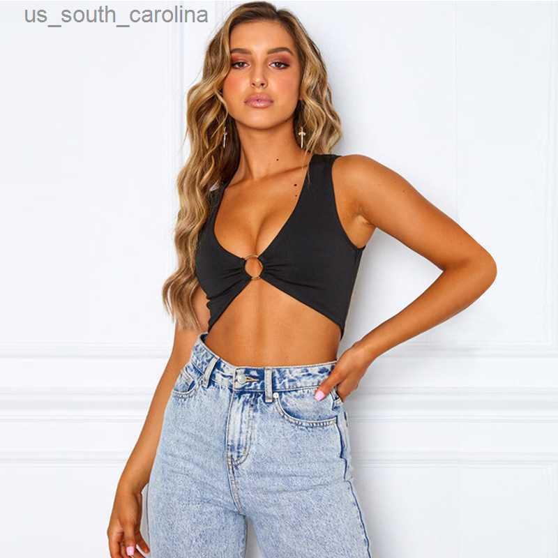 Camis Summer New Women's Clothing Sexy Sleeveless Top Pure Color Tight Hollow-out Navel V-neck Vest Womens Tops L230522, Black
Camis Summer New Women's Clothing Sexy Sleeveless Top Pure Color Tight Hollow-out Navel V-neck Vest Womens Tops L230522, Black