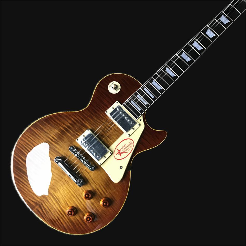 Mahogany fingerboard Electric Guitar, Yellow Link, Tobacco Explosion maple top, Solid Mahogany electric guitar body, free shipping
Mahogany fingerboard Electric Guitar, Yellow Link, Tobacco Explosion maple top, Solid Mahogany electric guitar body, free shipping
