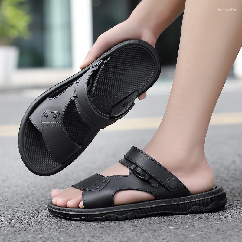 Sandals Men's Slippers Summer Men PU Leather Adult Thick-Soled Beach Shoes Non-slip Open-toe Sandale Homme, Black
Sandals Men's Slippers Summer Men PU Leather Adult Thick-Soled Beach Shoes Non-slip Open-toe Sandale Homme, Black