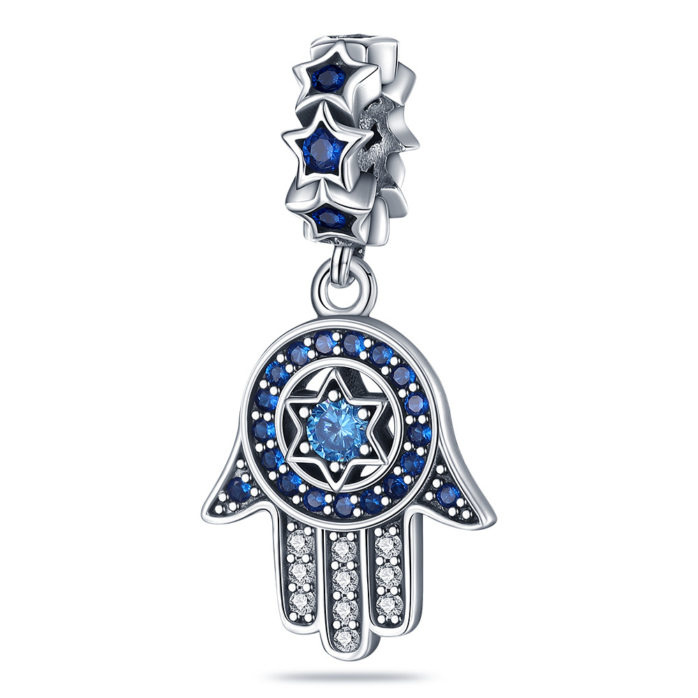 925 Sterling Silver Charm S925 Snake Magic Eye Palm Hanging Beaded Bracelet Accessory Kitty Cat Color Full Drill Fashion
