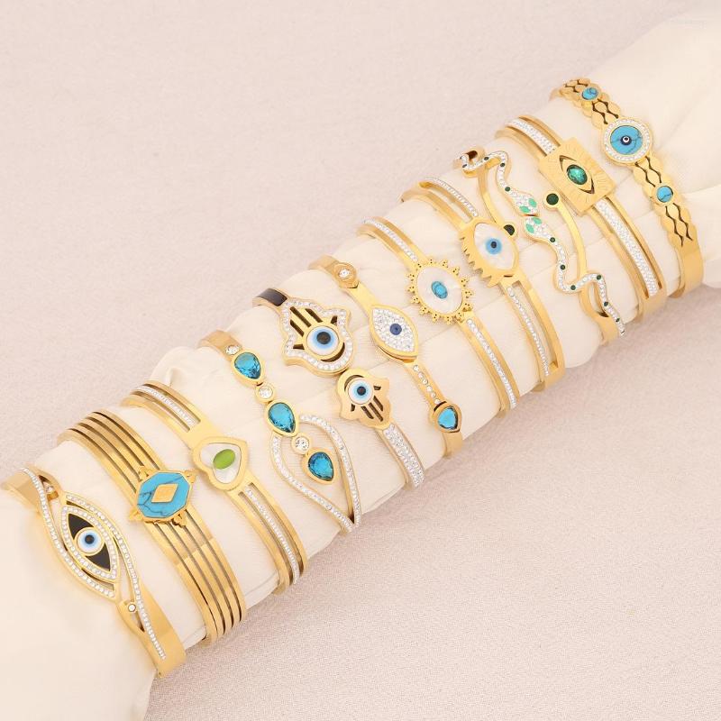Bangle 316L Stainless Steel Zircon Eyes Open Bracelet For Women's Girls Fashion Multi Layered Wrist Jewelry Party Gift
Bangle 316L Stainless Steel Zircon Eyes Open Bracelet For Women's Girls Fashion Multi Layered Wrist Jewelry Party Gift
