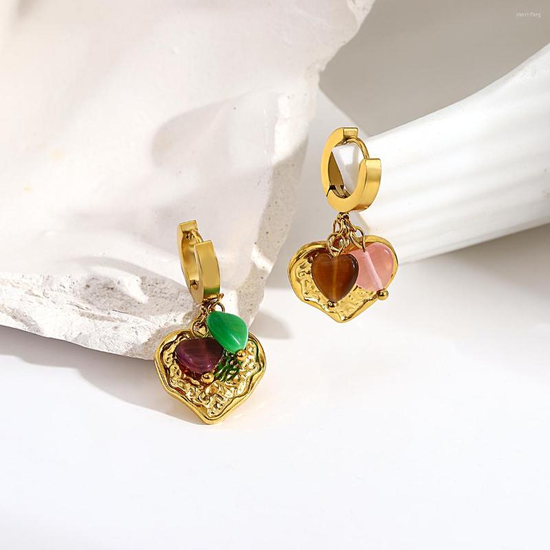 Hoop Earrings Greatera Gold Plated Stainless Steel Heart Shaped For Women Colorful Stone Pendientes Trendy Jewelry
Hoop Earrings Greatera Gold Plated Stainless Steel Heart Shaped For Women Colorful Stone Pendientes Trendy Jewelry