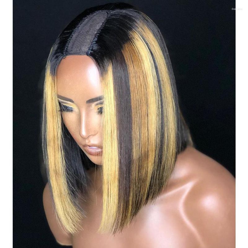Highlights Colored Bob Wig U Part Wigs Brazilian Remy Hair Ombre Blonde Short Human 1Middle Parting, Ombre color
Highlights Colored Bob Wig U Part Wigs Brazilian Remy Hair Ombre Blonde Short Human 1Middle Parting, Ombre color