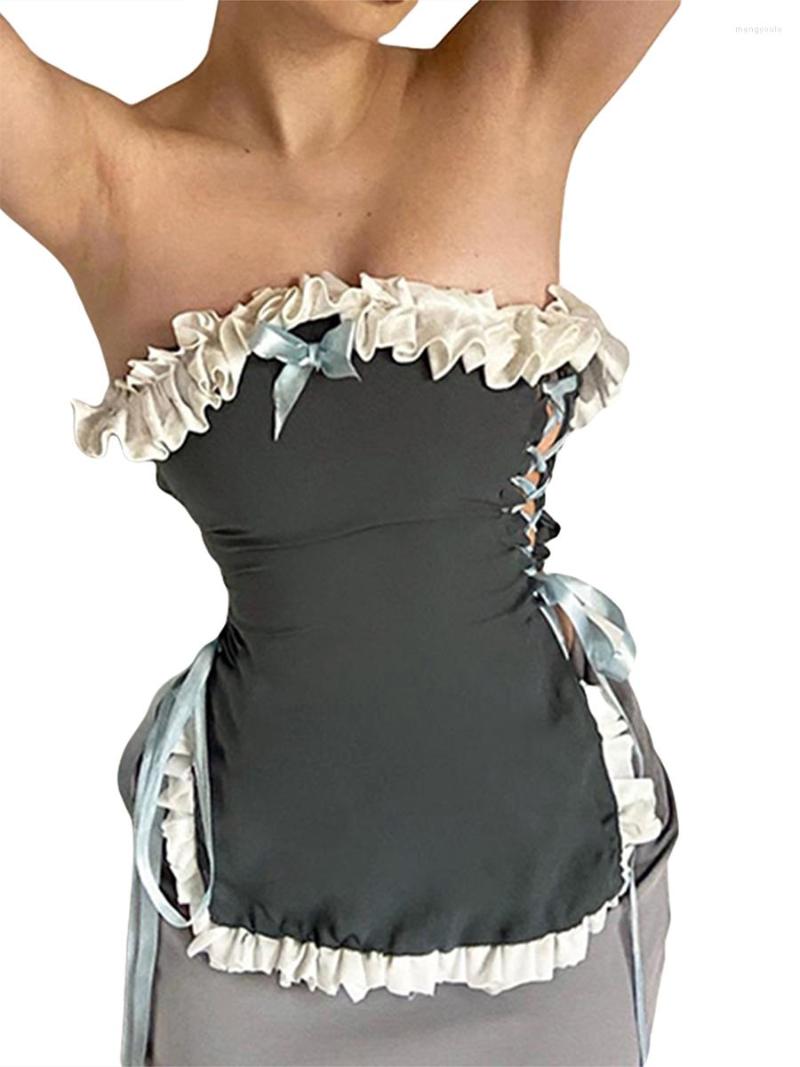 Women' Tanks Women Strapless Tube Top Y2k Sexy Bandeau Gray Sleeveless Off Shoulder Lace Trim Bandage Summer Tops
Women' Tanks Women Strapless Tube Top Y2k Sexy Bandeau Gray Sleeveless Off Shoulder Lace Trim Bandage Summer Tops