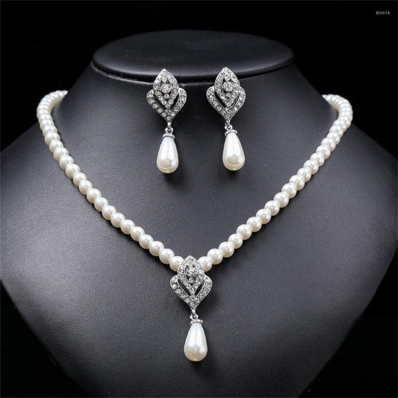 Necklace Earrings Set Charm White Pearl Crystal Water Drop Dangle Earring Wedding Jewelry For Woman Elegant Bridal Banquet Accessories, Picture shown
Necklace Earrings Set Charm White Pearl Crystal Water Drop Dangle Earring Wedding Jewelry For Woman Elegant Bridal Banquet Accessories, Picture shown