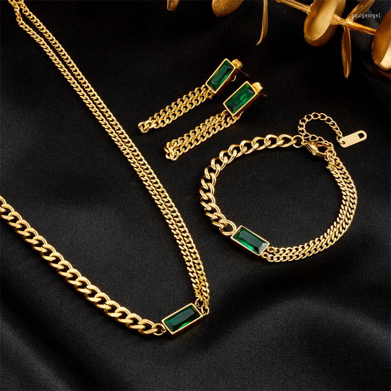 Necklace Earrings Set 316L Stainless Fashion Steel Classic Geoometric Bracelet Earring For Women Zircon Non-Fading Engagement, Picture shown
Necklace Earrings Set 316L Stainless Fashion Steel Classic Geoometric Bracelet Earring For Women Zircon Non-Fading Engagement, Picture shown