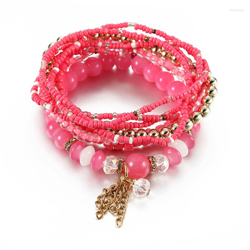 Charm Bracelets Women Bohemian Jewelry Of Multilayer Elastic Weave Set Bangles With Tassel Beads Wrap Bracelet DIY Gift Pulsera
Charm Bracelets Women Bohemian Jewelry Of Multilayer Elastic Weave Set Bangles With Tassel Beads Wrap Bracelet DIY Gift Pulsera