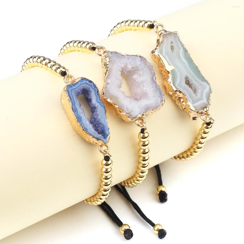 Link Bracelets 1pc Natural Stone Irregular Crystal Hole Handmade Woven Adjustable Black Rope Charming Women Girls Jewelry Accessories
Link Bracelets 1pc Natural Stone Irregular Crystal Hole Handmade Woven Adjustable Black Rope Charming Women Girls Jewelry Accessories