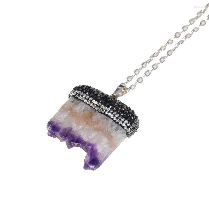 Pendant Necklaces Natural Slice Geode Druzy Stone Necklace 2023 Rhinestone Paved Charms Chain Raw Amethysts Women 
Pendant Necklaces Natural Slice Geode Druzy Stone Necklace 2023 Rhinestone Paved Charms Chain Raw Amethysts Women