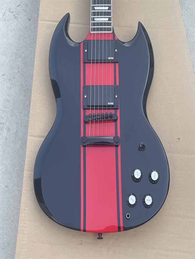 

In stock SG electric guitar black body EMG pickup Rose wood fingerboard fingerboard with edge wrap Immediate delivery7816725