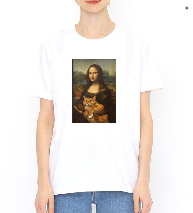 

Luxury black tshirts summer fashion t shirts mens designers Europe and America Da Vinci Mona Lisa Art Classic Round Neck Short Sleeve T-shirt Hip Hop Street, White