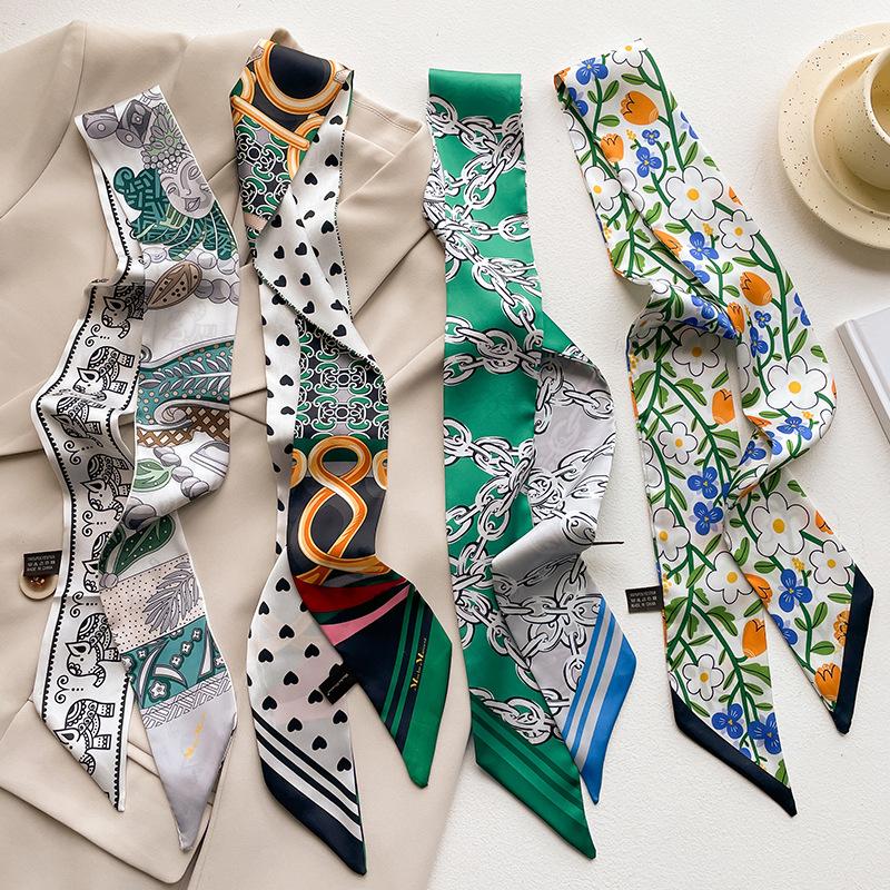 Scarves 2023 Design Skinny Silk Ribbon Scarfs For Women Soft Satin Hairband Neck Ties Lady Foulard Neckerchief Fashion Bag
Scarves 2023 Design Skinny Silk Ribbon Scarfs For Women Soft Satin Hairband Neck Ties Lady Foulard Neckerchief Fashion Bag
