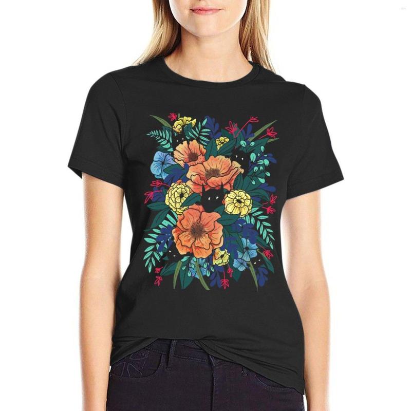 Women's Polos Wild Flowers T-Shirt Short Sleeve Tee T Shirts For Women, Red