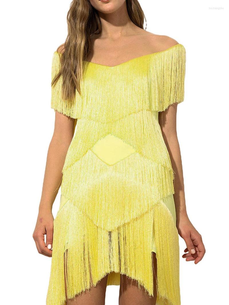 Casual Dresses Women' Summer Elegant Short Dress Yellow Solid Color Sleeve Off Shoulder Irregular Tassel Party
Casual Dresses Women' Summer Elegant Short Dress Yellow Solid Color Sleeve Off Shoulder Irregular Tassel Party