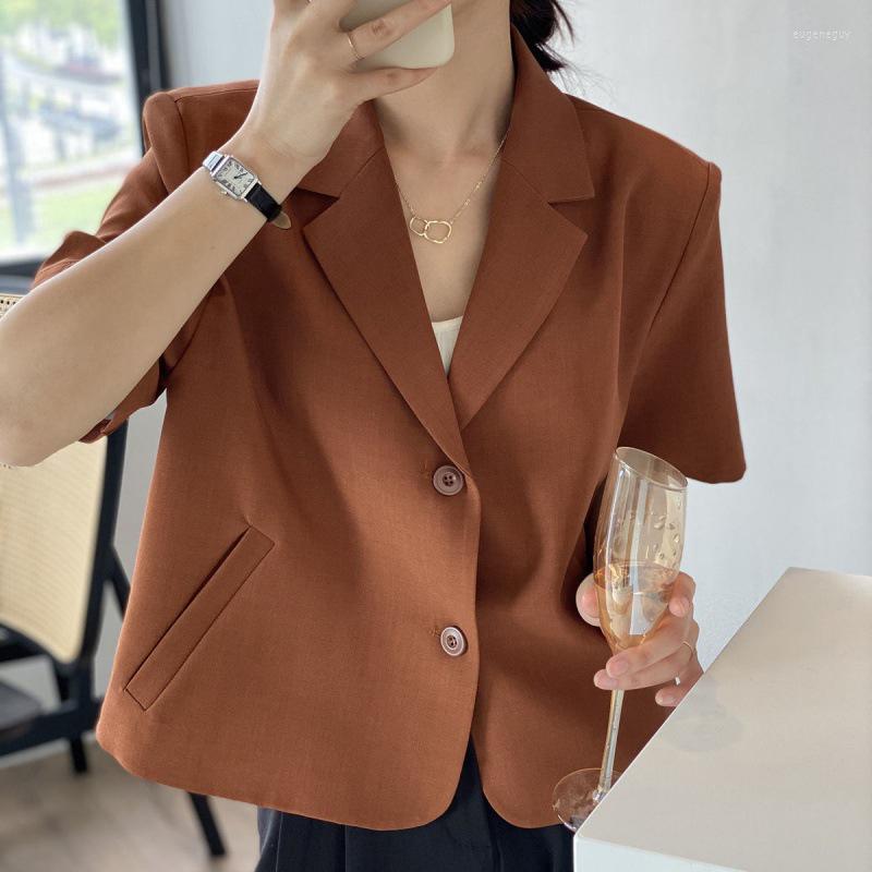 Women's Suits Fashion Streetwear Women Short Sleeve Suit Blazer Summer Loose Solid Top Casual Korean All-match Elegant Button, Milk tea color
Women's Suits Fashion Streetwear Women Short Sleeve Suit Blazer Summer Loose Solid Top Casual Korean All-match Elegant Button, Milk tea color