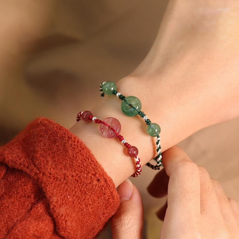 Charm Bracelets Natural Strawberry Crystal Peace Buckle Bracelet For Women Hand-woven Simple DIY Hand Rope Chinese Style Accessories
Charm Bracelets Natural Strawberry Crystal Peace Buckle Bracelet For Women Hand-woven Simple DIY Hand Rope Chinese Style Accessories