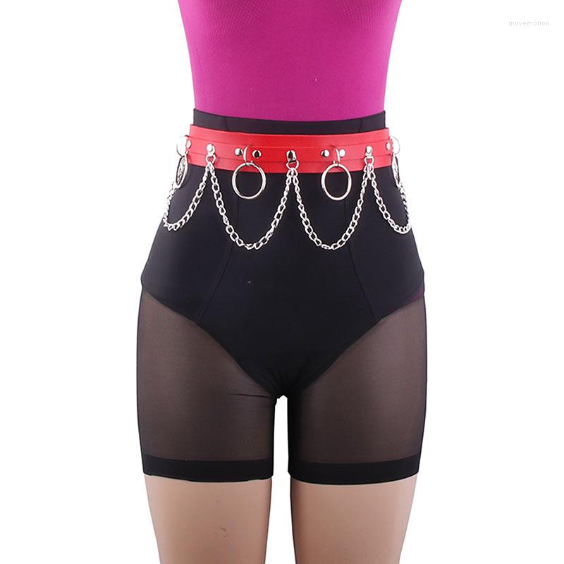 

Belts Sexy Women Gothic Heart Hiphop Belt With Chain Harajuku Punk Style Jk Waist Adjustable Disco Dancing Pu Dress Jeans