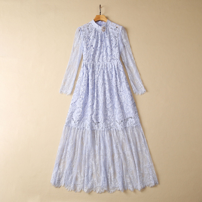 European and American women' clothes 2023 summer new Long sleeve stand-up collar brooch Fashion Purple Lace Pleated Dress XXL
European and American women' clothes 2023 summer new Long sleeve stand-up collar brooch Fashion Purple Lace Pleated Dress XXL