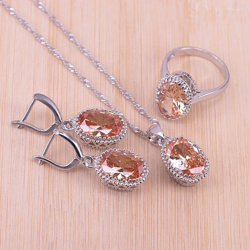 Necklace Earrings Set Genuine Silver Color Jewelry Oval Pendant Rings Pretty Cubic Zirconia For Women Bridal, Picture shown
Necklace Earrings Set Genuine Silver Color Jewelry Oval Pendant Rings Pretty Cubic Zirconia For Women Bridal, Picture shown