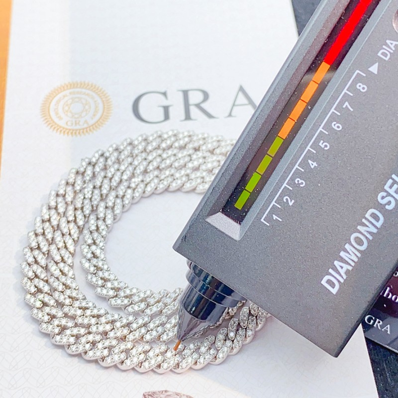 6mm 18-24inch 925 Sterling Silver VVS Moissanite Cuban Chain Necklace 7/8inch Bracelet For Women/Men Nice Gift