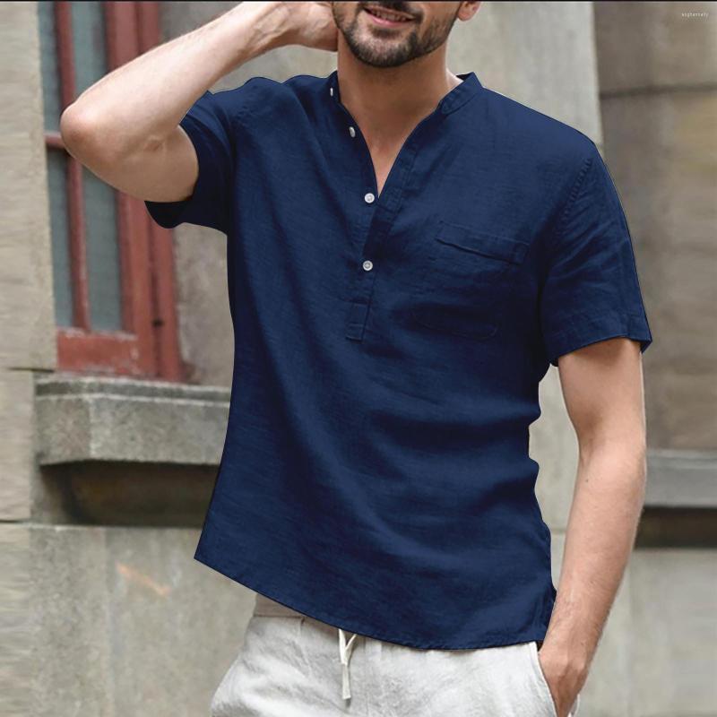 Men's Casual Shirts Men Cotton Linen Shirt Solid Color Button Henry Collar Blouse Tops For Spring Baggy Streetwear Fashion Loose Male, Blue
Men's Casual Shirts Men Cotton Linen Shirt Solid Color Button Henry Collar Blouse Tops For Spring Baggy Streetwear Fashion Loose Male, Blue