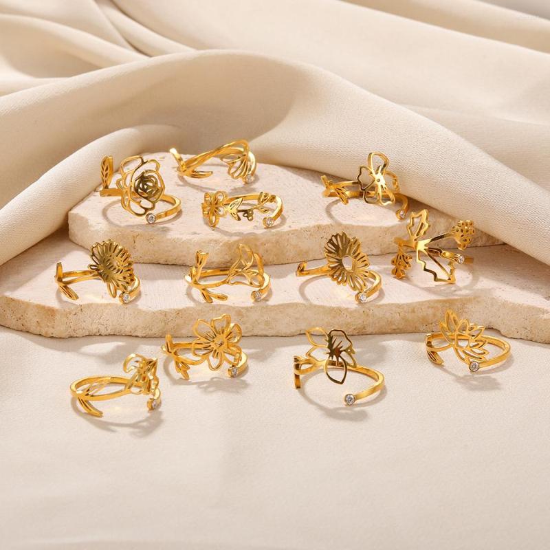 Wedding Rings Zircon Ring Stainless Steel For Women Gold Color Anillos Mujer Twelve Months Flowers Bague Fashion Simple Zirconia Jewelry
Wedding Rings Zircon Ring Stainless Steel For Women Gold Color Anillos Mujer Twelve Months Flowers Bague Fashion Simple Zirconia Jewelry