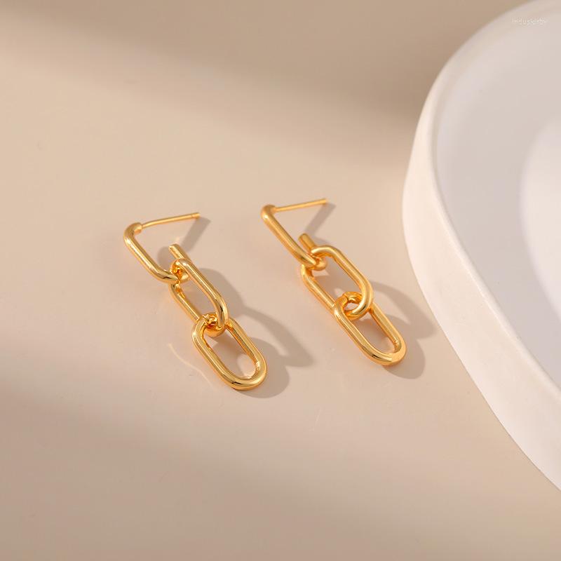 Hoop Earrings Copper Plated 18K Gold Korean Simple Retro Chain Pendant Design Women Celebrity Aristocratic Temperament
Hoop Earrings Copper Plated 18K Gold Korean Simple Retro Chain Pendant Design Women Celebrity Aristocratic Temperament