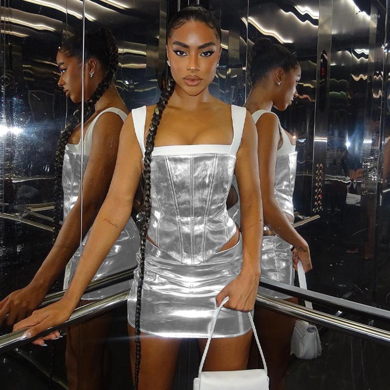 Work Dresses European And American Women' Nightclub Style Sexy Suspender Wrap Skirt Two-Piece Fashion Suit, Silver
Work Dresses European And American Women' Nightclub Style Sexy Suspender Wrap Skirt Two-Piece Fashion Suit, Silver