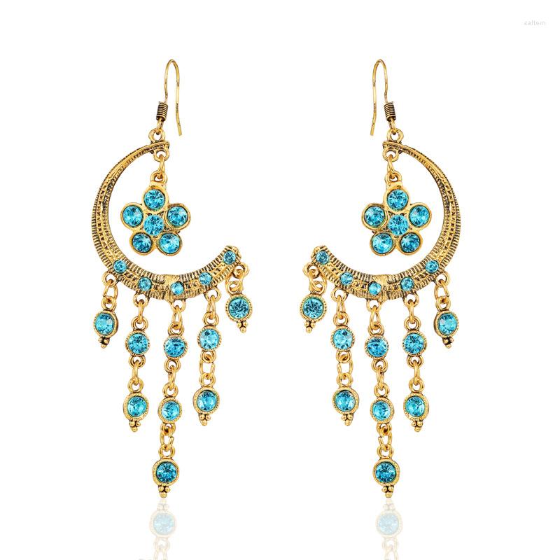 Dangle Earrings Ethnic Blue Crystal Women's Boho Moon Shape Alloy Long Tassel Wholesale
Dangle Earrings Ethnic Blue Crystal Women's Boho Moon Shape Alloy Long Tassel Wholesale