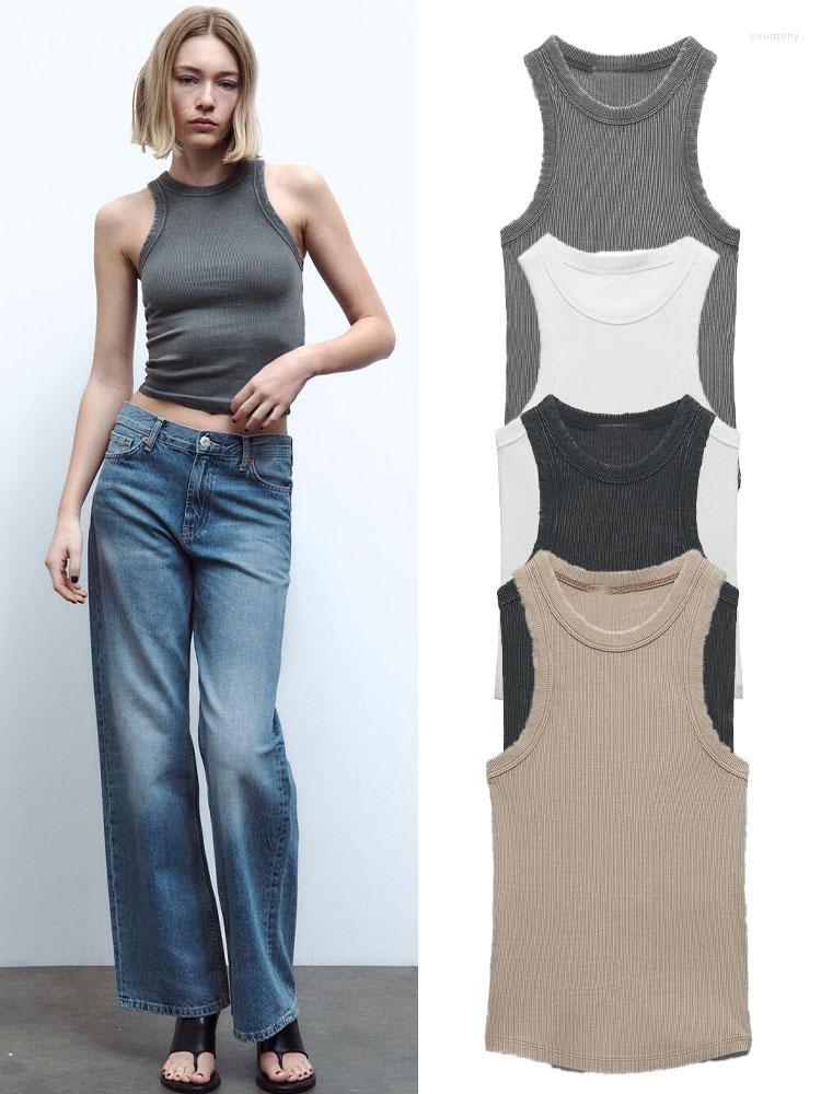 Women' Tanks Round Neck Sleeveless Washed Rib Slim Fit T-Shirt Women' Vest 2023 Summer Street European And American, Black
Women' Tanks Round Neck Sleeveless Washed Rib Slim Fit T-Shirt Women' Vest 2023 Summer Street European And American, Black