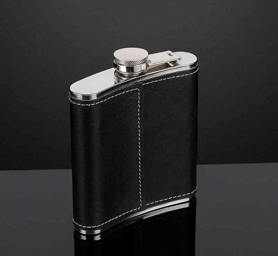 

7oz 8oz Portable Pocket Stainless Steel Hip Flask Flagon Whiskey Wine Pot PU Leather Cover Alcohol Bottle Travel Tour Drinkware Sc5495229