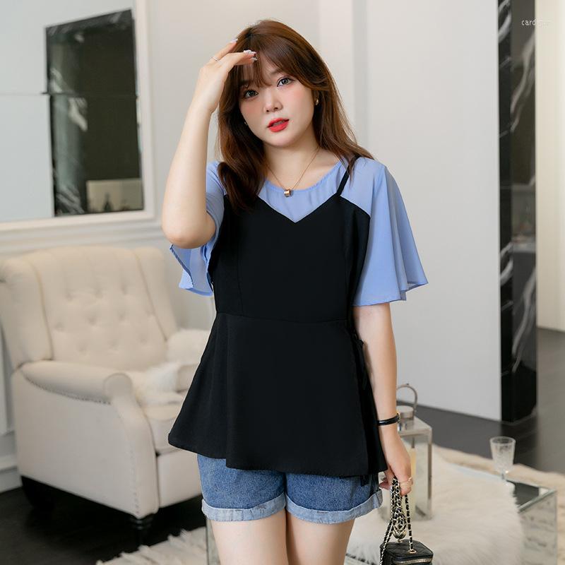 Women's Blouses Large Size 7XL 120KG Women Chiffon Summer Sweet Shirt O Neck Fake Two Pieces Short Sleeve Tops, Black
Women's Blouses Large Size 7XL 120KG Women Chiffon Summer Sweet Shirt O Neck Fake Two Pieces Short Sleeve Tops, Black
