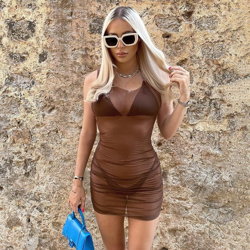 Casual Dresses Sexy See Through Mesh Sleeveless Mini For Women 2023 Summer Beach Cover Up Vacation Outfits, Brown
Casual Dresses Sexy See Through Mesh Sleeveless Mini For Women 2023 Summer Beach Cover Up Vacation Outfits, Brown