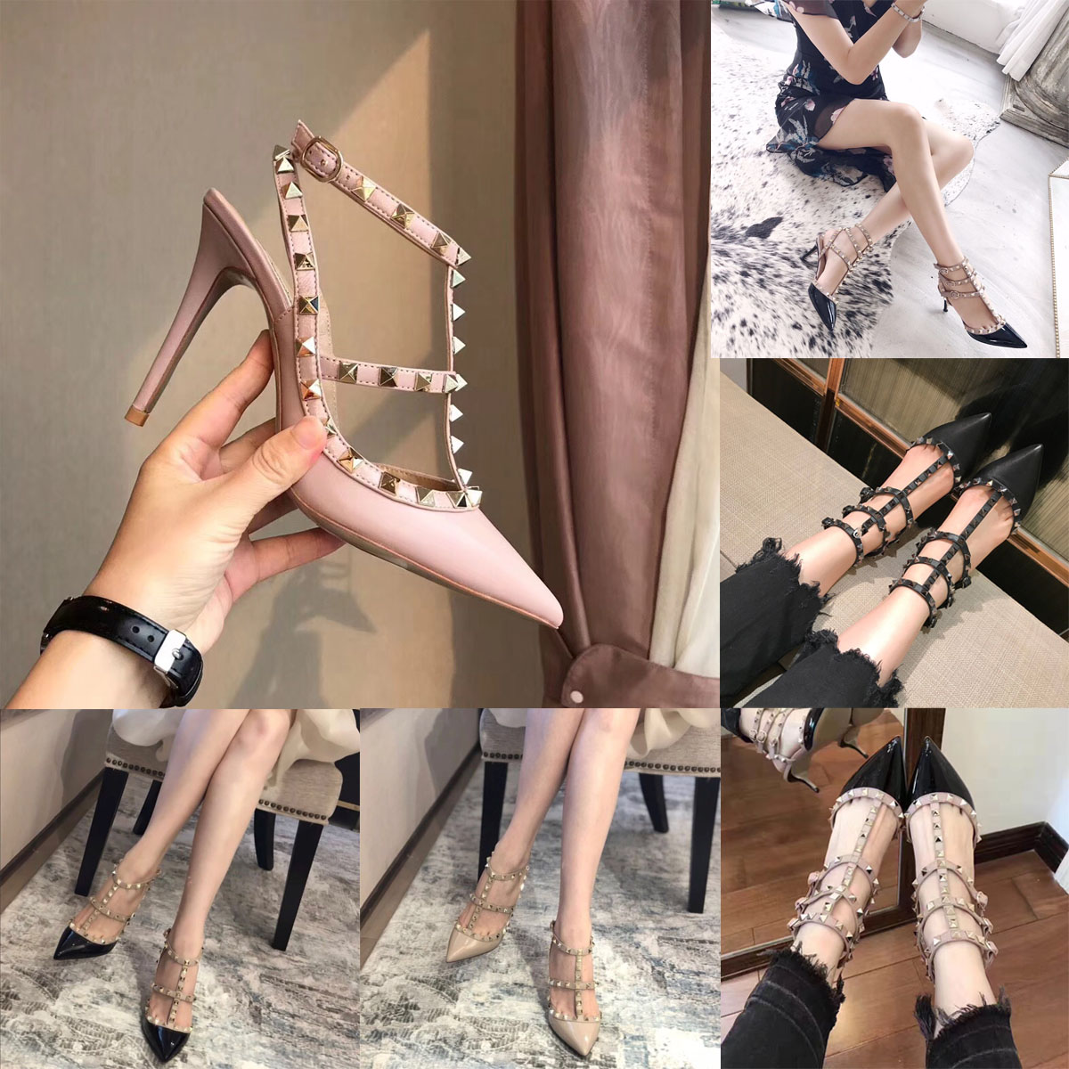 Nude Ankle-Wrap Rivets High Heels Slippers Women's Sandals Luxury Designer Pumps Shoe Paris Dress Classics Women 10cm 8cm 6cm Heel Black Gold Wedding Shoes, 2- sky blue shiny
Nude Ankle-Wrap Rivets High Heels Slippers Women's Sandals Luxury Designer Pumps Shoe Paris Dress Classics Women 10cm 8cm 6cm Heel Black Gold Wedding Shoes, 2- sky blue shiny