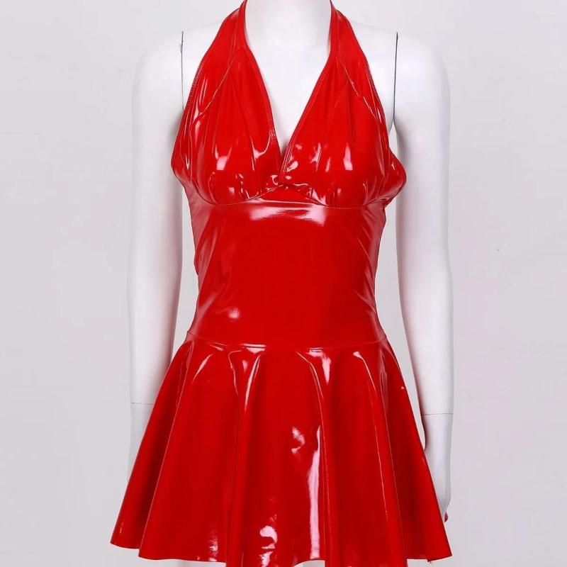 Casual Dresses Fashion Women Halter V-Neck PU Leather Funny Dress Nightclub Mini A-Line Skirt Lady Home Erotic Clothes Sexy Girl Party Gift, Black
Casual Dresses Fashion Women Halter V-Neck PU Leather Funny Dress Nightclub Mini A-Line Skirt Lady Home Erotic Clothes Sexy Girl Party Gift, Black
