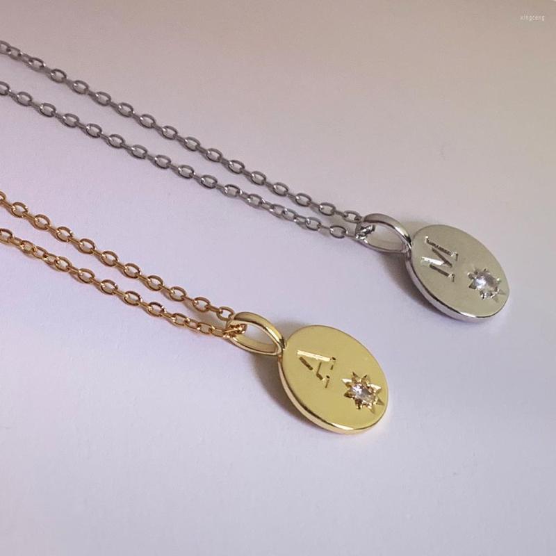 Pendant Necklaces Cute Gold Color Zircon Initial Letter Carved Necklace For Women Simple Copper Round Charm Steel Thin Chain Choker
Pendant Necklaces Cute Gold Color Zircon Initial Letter Carved Necklace For Women Simple Copper Round Charm Steel Thin Chain Choker