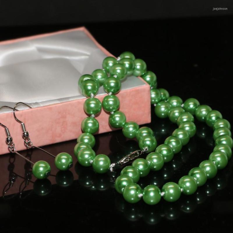 Necklace Earrings Set 8mm Simulated-pearl Shell Shiny Green Round Beads Women Bridal Wedding Charm Jewelry 18inch B2351, Picture shown
Necklace Earrings Set 8mm Simulated-pearl Shell Shiny Green Round Beads Women Bridal Wedding Charm Jewelry 18inch B2351, Picture shown