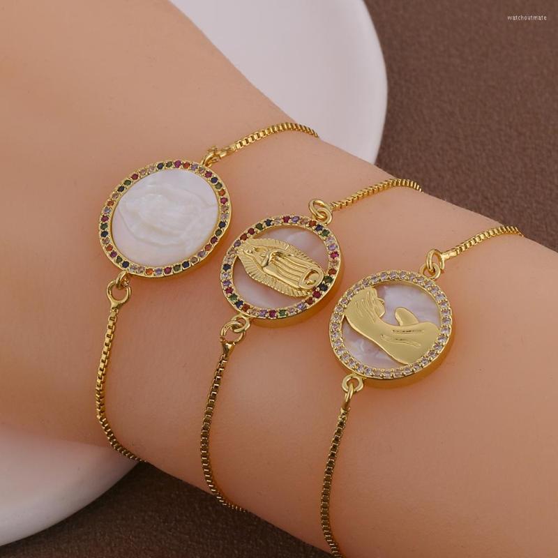 Charm Bracelets Boho 2023 Fashion Round Virgin Mary Bracelet For Women Gold Plated Colorful Zircon Religion Chain Adjustable Gift
Charm Bracelets Boho 2023 Fashion Round Virgin Mary Bracelet For Women Gold Plated Colorful Zircon Religion Chain Adjustable Gift