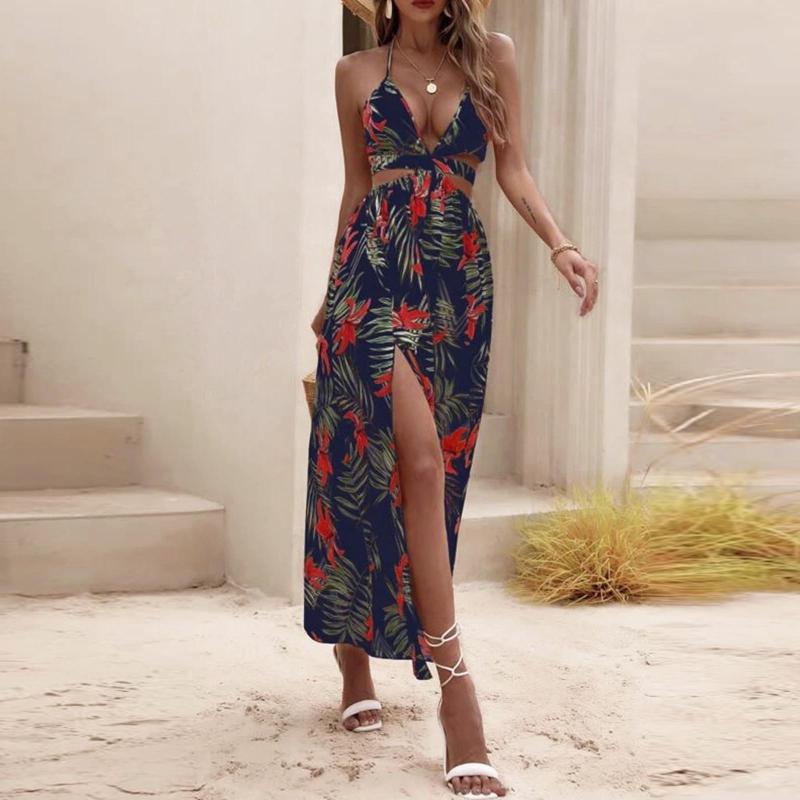 Casual Dresses Fashion Women' Bohemia Floral Printed Backless Halter Sleeveless Sexy Holidays Beach Party Slit Midi Dress Sundress, Black
Casual Dresses Fashion Women' Bohemia Floral Printed Backless Halter Sleeveless Sexy Holidays Beach Party Slit Midi Dress Sundress, Black